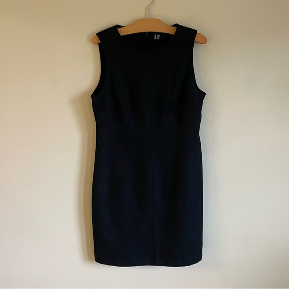 Vintage GAP Wool Sheath Midi Dress Sleeveless Size 10 Black 90s Y2K - Picture 1 of 7
